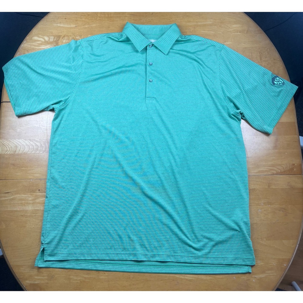 Donald Ross Mens XXL Green Striped Golf Polo Springfield Country Club Logo Shirt